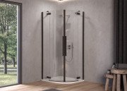 Душова кабіна Kolpa San Polaris R SBR 100х100 см профіль чорний/прозоре скло Clean Coat 515400