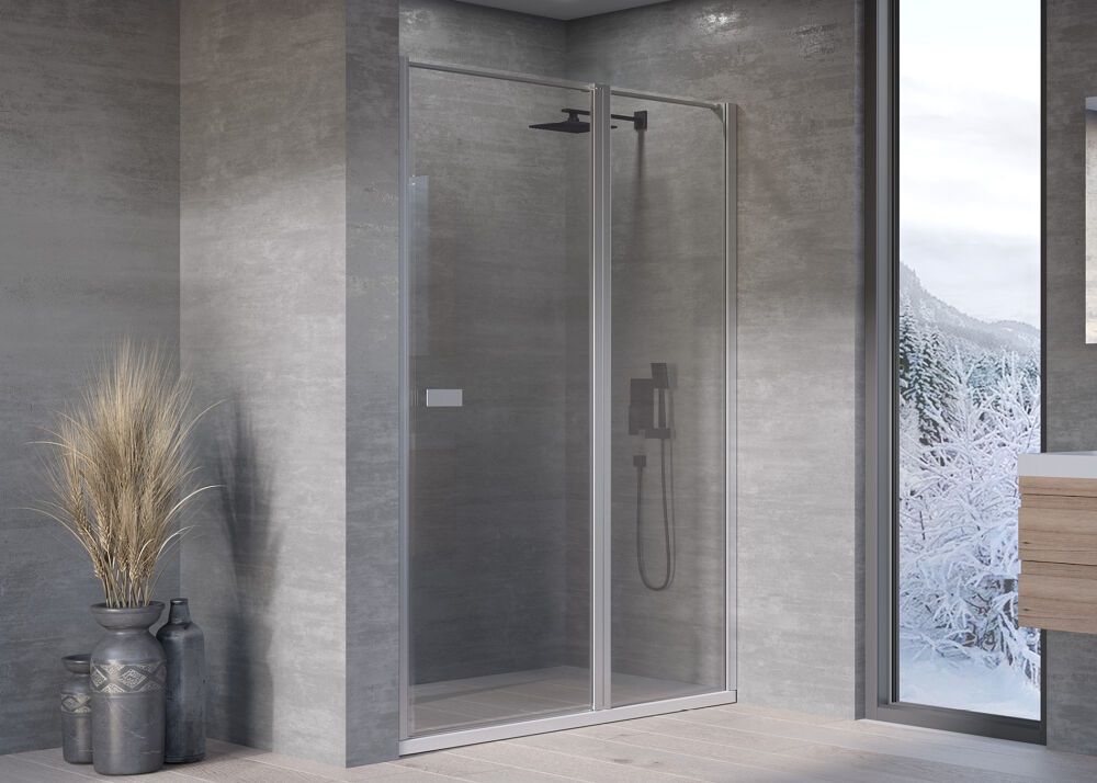 Душевые двери Kolpa San Andromeda N 140-UNI SBR 140х200 см профиль серебро/прозрачное стекло Clean Coat 516730