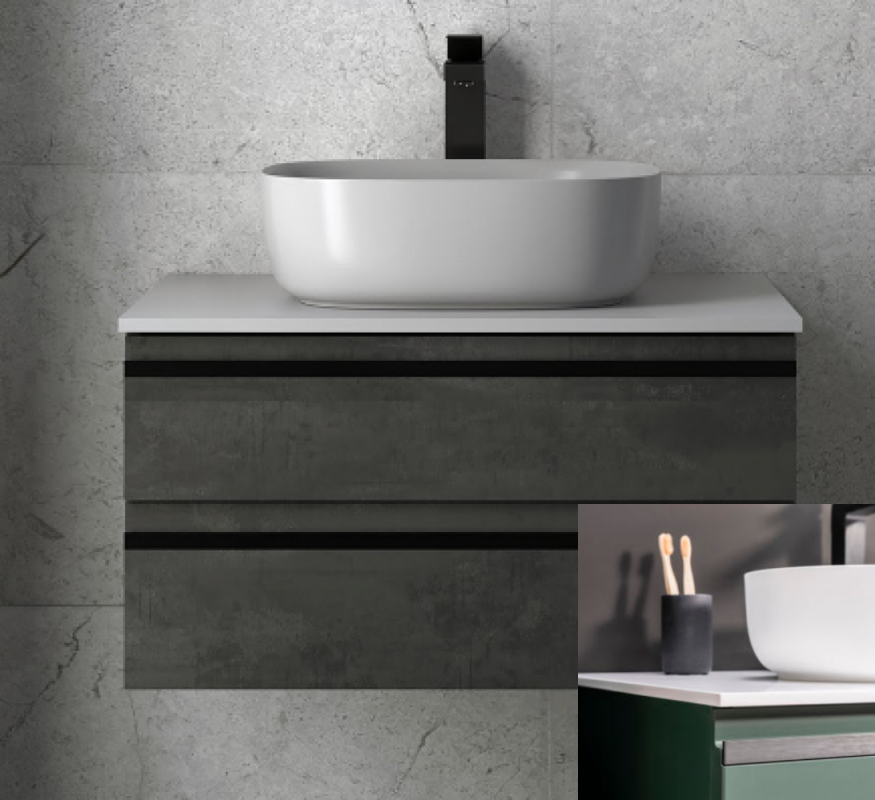 Тумба под раковину Kolpa San Alexis OA 60 600x500x342 мм МДФ зеленый столешница Kerrock 547160