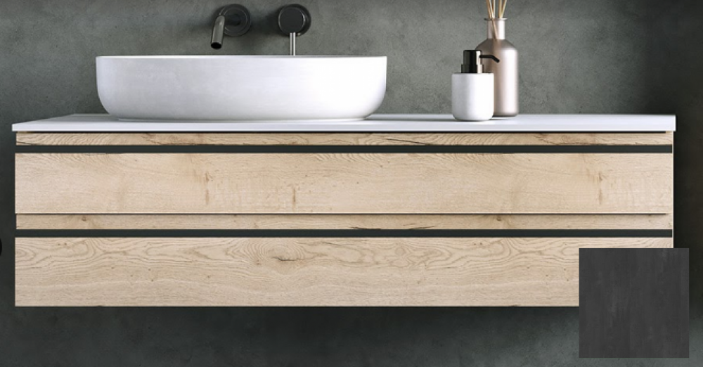 Тумба під раковину Kolpa San Alexis 100 1000x500x342 мм МДФ темний бетон стільниця Kerrock 546280