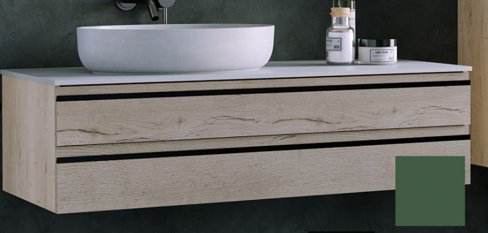 Тумба под раковину Kolpa San Alexis OA 120 1200x500x342 мм МДФ зеленый столешница Kerrock 547220