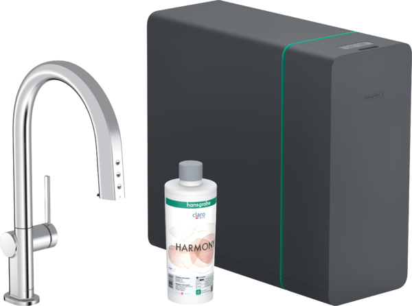 Смеситель для кухни Hansgrohe Aqittura M91 SodaSystem 210 выдвижной излив sBox стартовый набор хром 76836000