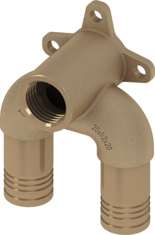 Тройник угловой TECElogo-Push с настенным креплением удлиненный 20xRp 1/2''х20 бронза/кремниевая бронза 8723011