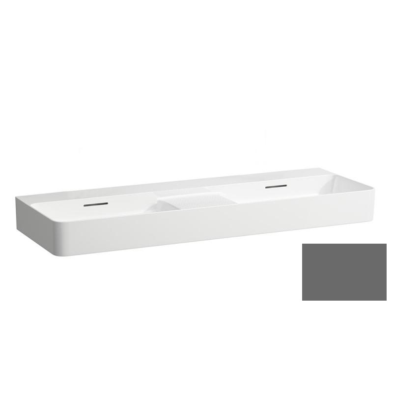 Раковина для ванной Laufen Val 120х42 см двойная без отверстий под смеситель керамика графит матовый H8142827581091