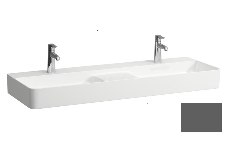 Раковина для ванной Laufen Val 120х42 см двойная без перелива керамика графит матовый H8142827581111