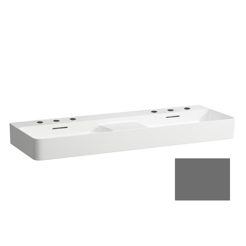 Раковина для ванной Laufen Val 120х42 см двойная с 3 отверстиями для каждой чаши керамика графит матовый H8142827581081