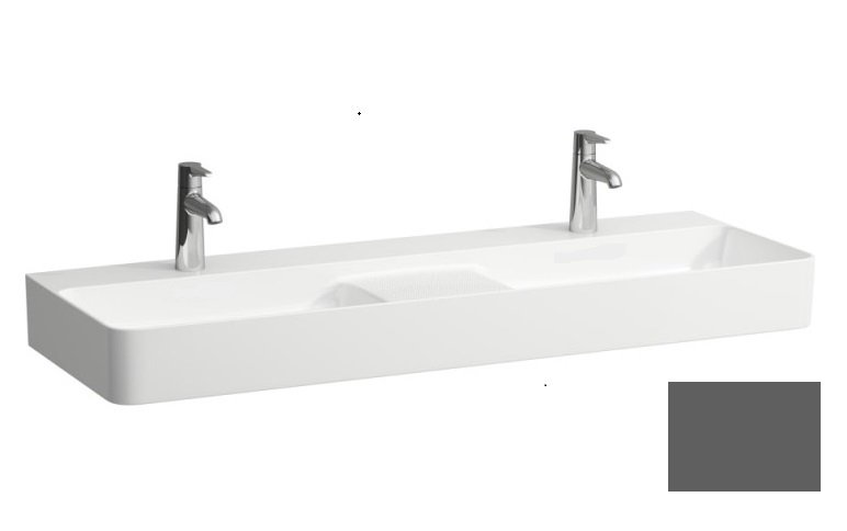 Раковина для ванної Laufen Val 120х42 см подвійна без переливу кераміка графіт матовий H8142827581111