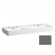 Раковина для ванної Laufen Val 120х42 см подвійна з 3 отворами для кожної чаші кераміка графіт матовий H8142827581081