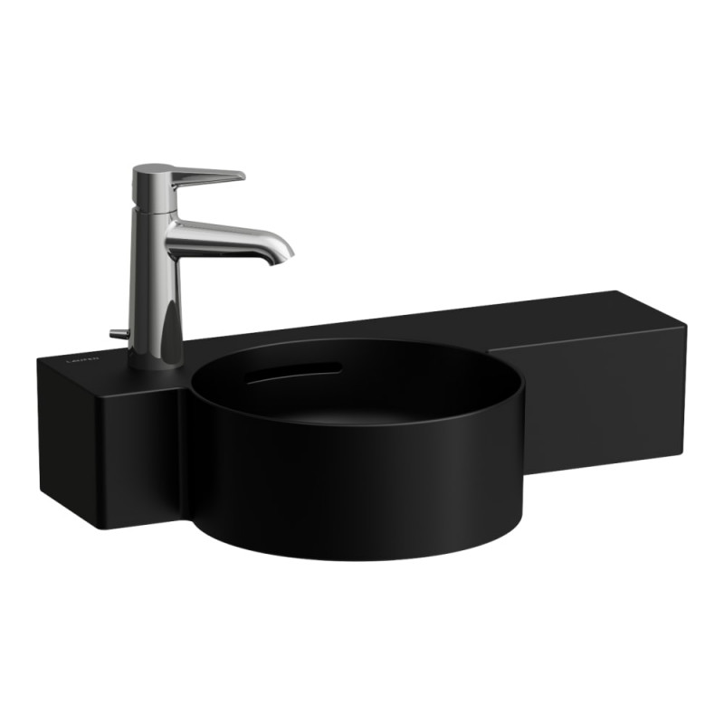 Мини-раковина для ванной Laufen Val 55х31,5 см с 1 отверстием и полкой справа керамика черный матовый H8152837161051