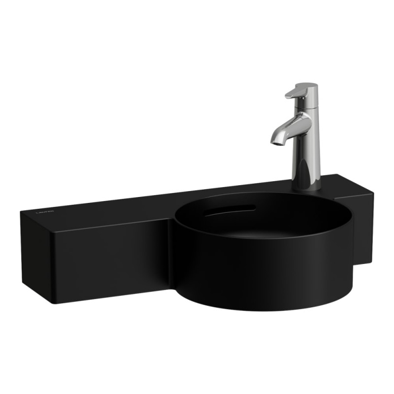 Міні-раковина для ванної Laufen Val 55х31,5 см з 1 отвором підрізається кераміка чорний матовий  H8152847168121