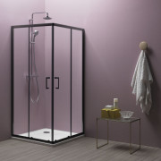 Душова кабіна Kolpa San TKK Eco Quat Black 80х80 см профіль чорний/прозоре скло 515230