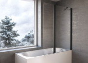 Шторка для ванны Kolpa San Andromeda BS 80-UNI B 80х140 см профиль черный прозрачное стекло 517760