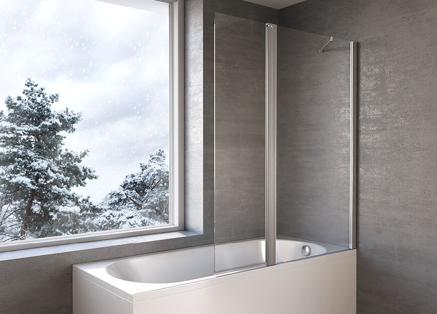 Шторка для ванны Kolpa San Andromeda BS 120-UNI SBR 120х140 см профиль серебро прозрачное стекло 517770