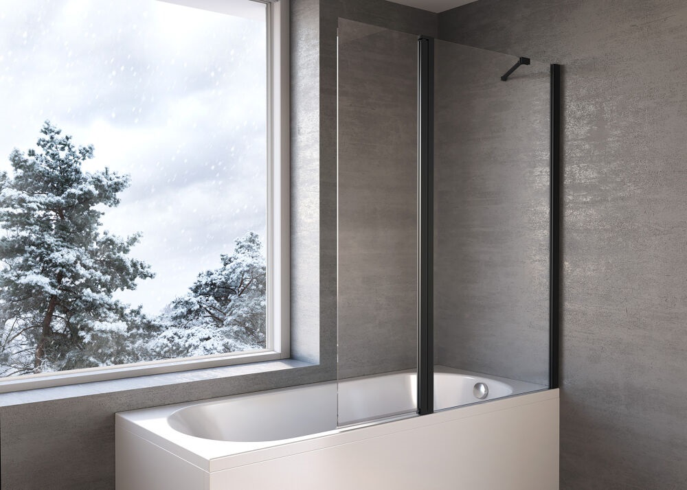 Шторка Kolpa San Andromeda BS 120-UNI SBR 120х140 см профіль чорний прозоре скло 517780