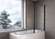 Шторка для ванны Kolpa San Andromeda BS 120-UNI SBR 120х140 см профиль черный прозрачное стекло 517780