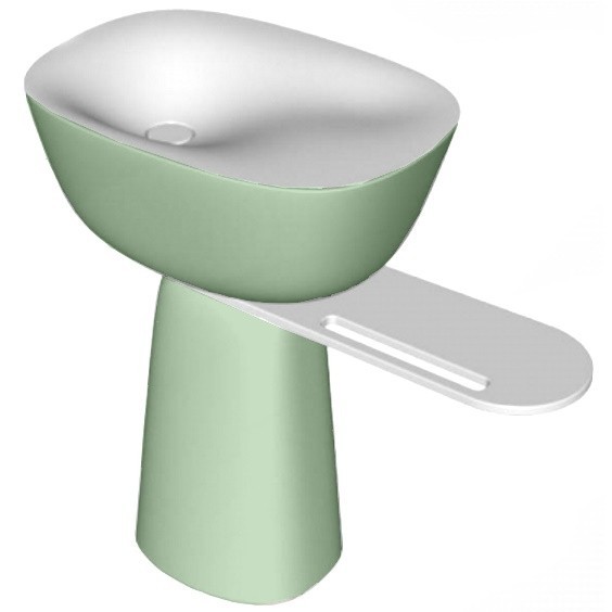 Раковина для ванной Kolpa San Milo 70x51 см отдельностоящая с полкой и сифоном Kerrock салатневый/белый 592420