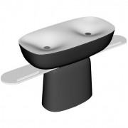 Раковина для ванної Kolpa San Milo 120x60 см подвійна окремостояща з сифоном Kerrock чорний/білий 592340