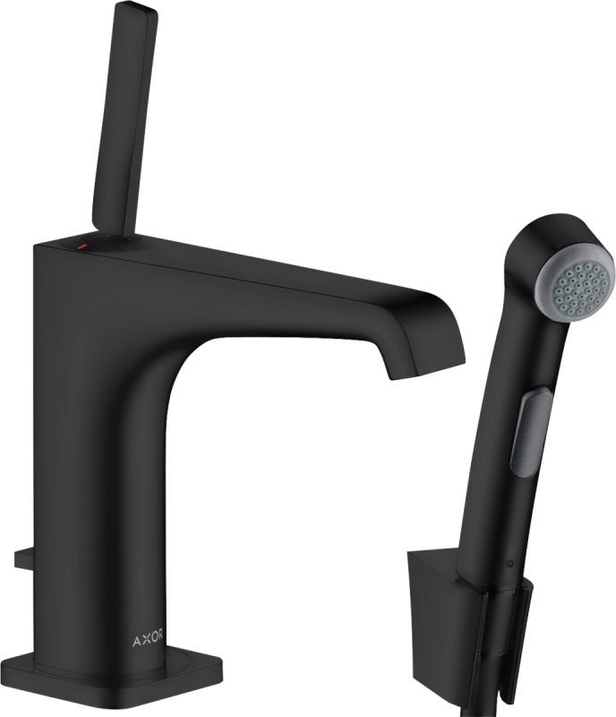 Смеситель для раковины Hansgrohe Axor Citterio E с гигиеническим душем шлифованный матовый черный 36130670