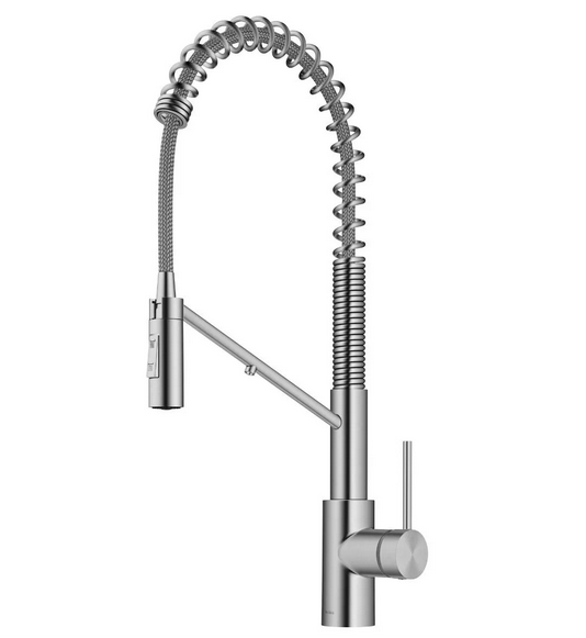 Смеситель для кухни с подключением к фильтру Kraus Oletto с выдвижной лейкой нержавеющая сталь KFF-2631SFS