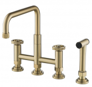 Змішувач для кухні Kraus Urbix з боковою висувною лійкою матове золото KPF-3125BG