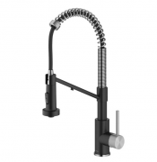 Змішувач для кухні з підключенням до фільтра Kraus Bolden з висувною лійкою нержавіюча сталь/матовий чорний KFF-1610SFSMB