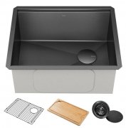 Мойка для кухни Kraus Kore 58,42х48,26 см нижнего монтажа нержавеющая сталь черный KWU1111-23-PGM