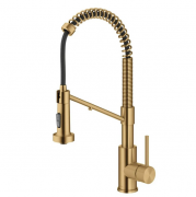 Смеситель для кухни с подключением к фильтру Kraus Bolden с выдвижной лейкой матовая латунь KFF-1610BB