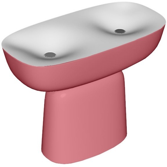 Раковина для ванной Kolpa San Milo 120x60 см двойная отдельностоящая с сифоном Kerrock темно-красный/белый 561650