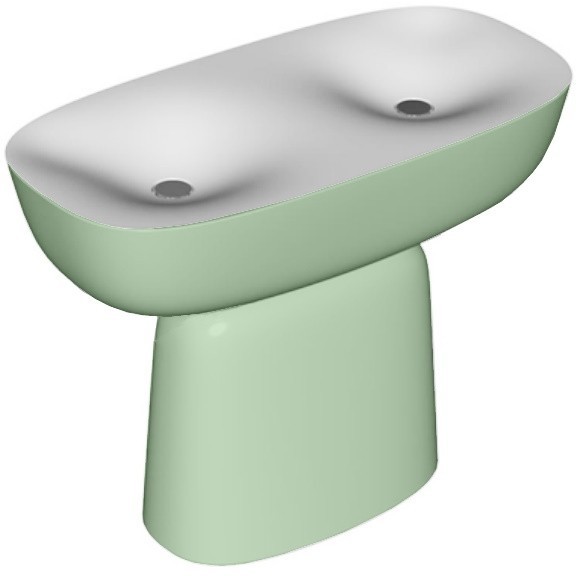 Раковина для ванной Kolpa San Milo 120x60 см двойная отдельностоящая с сифоном Kerrock салатневый/белый 561660