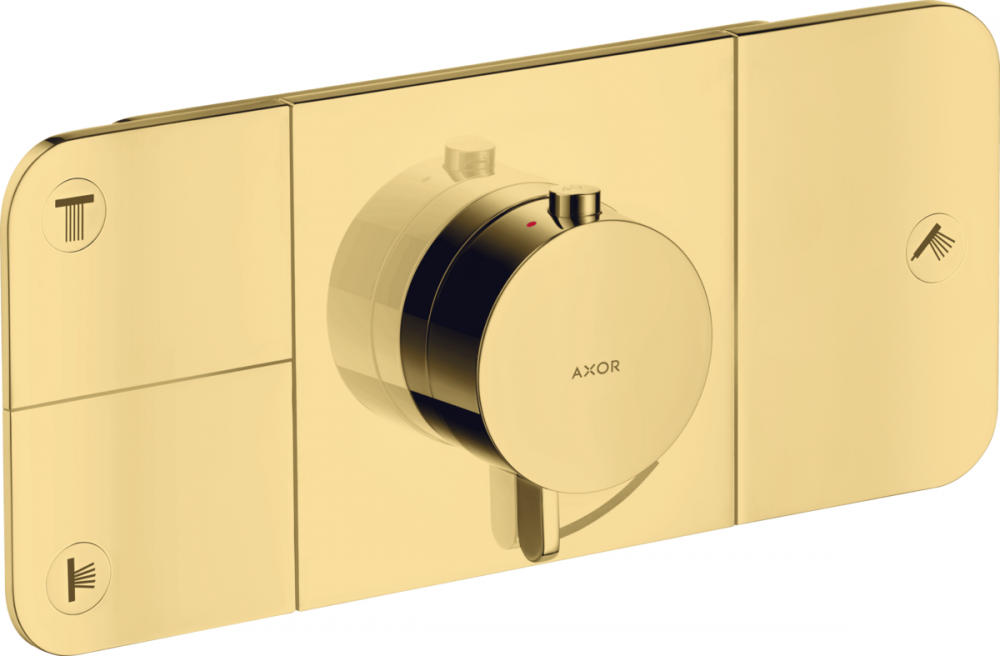 Термостат скрытого монтажа Hansgrohe Axor One 3 потребителя полированное золото 45713990