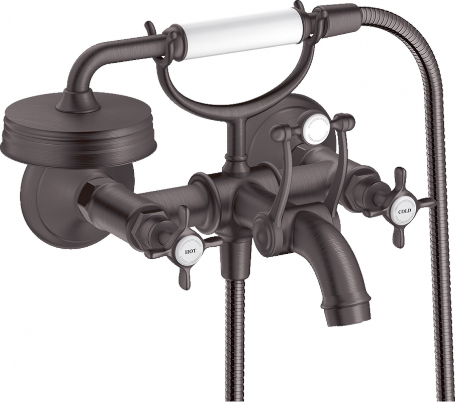 Змішувач для ванної кімнати Hansgrohe Axor Montreux з душовим гарнітуром шліфований чорний хром 16540340