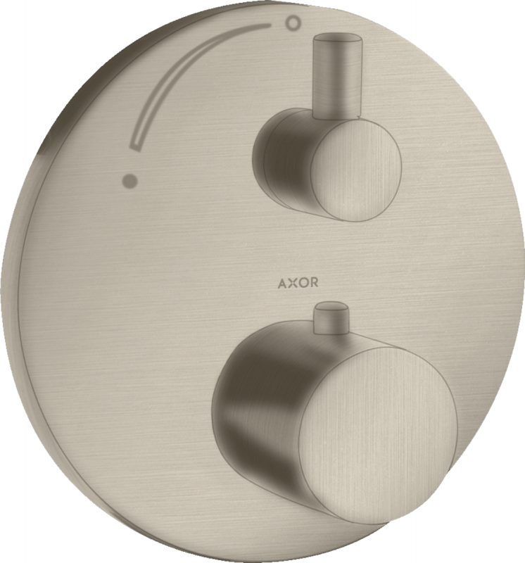 Термостат скрытого монтажа Hansgrohe Axor Uno с запорным вентилем шлифованный никель 38700820