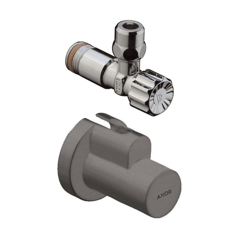 Угловой вентиль Hansgrohe Axor с декоративной накладкой шлифованный черный хром 51307340