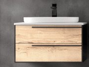Тумба з раковиною Kolpa San Grace OUG 70 700x520x444 мм ДСП/МДФ дуб галіфакс/чорний матовий 546350
