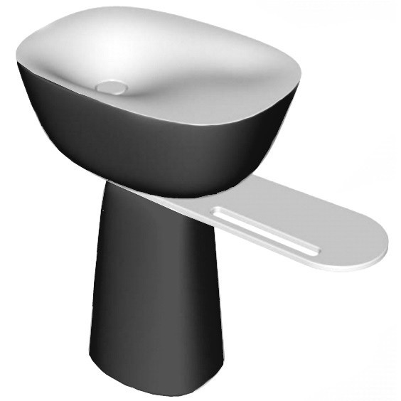 Раковина для ванной Kolpa San Milo 70x51 см отдельностоящая с полкой и сифоном Kerrock белый/черный 592390