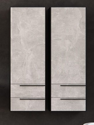 Пенал для ванной Kolpa San Grace G 1451 500x1450x320 мм ДСП/МДФ светлый бетон/черный матовый 546380