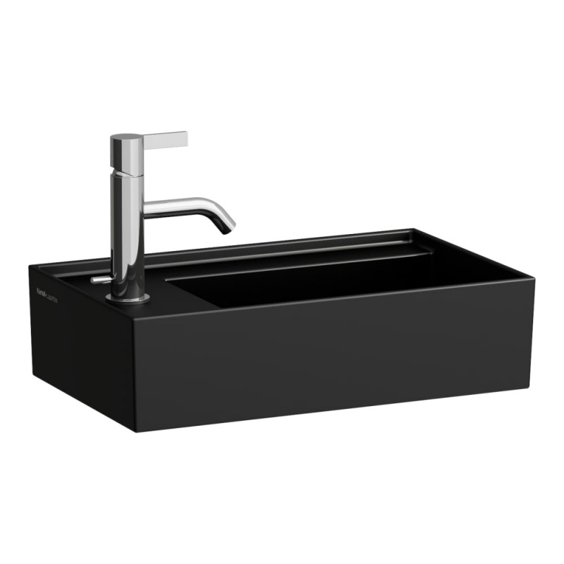 Раковина для ванної Laufen Kartell 46х28 см із прихованим зливом з 1 отвором кераміка чорний матовий H8153357161111