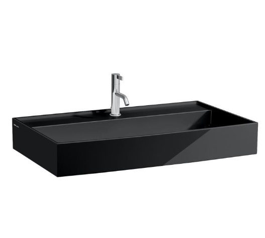 Раковина для ванной Laufen Kartell 80х46 см с 1 отверстием шлифованная керамика черный глянцевый H8163360201111