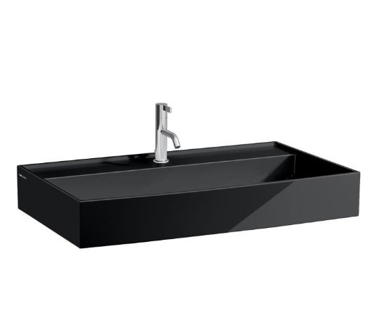 Раковина для ванної Laufen Kartell 80х46 см з 1 отвором шліфована кераміка чорний глянсовий H8163360201111