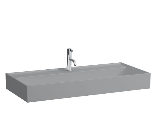 Раковина для ванной Laufen Kartell 100х46 см с 1 отверстием шлифованная керамика графит матовый H8163377581111