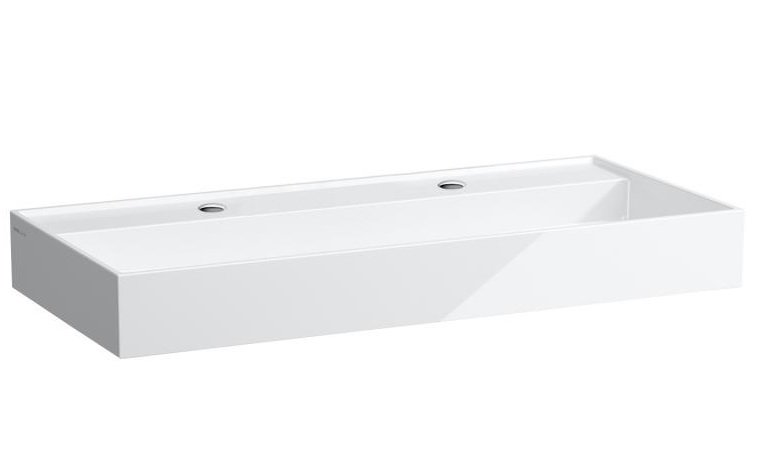 Раковина для ванної Laufen Kartell 100х46 см із 2 отворами шліфована кераміка білий з покриттям LCC H8163374001151
