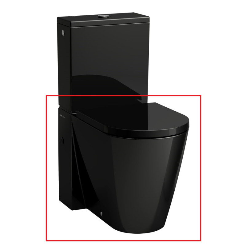 Чаша унитаза-компакта напольного Laufen Kartell безободковый 37х66 см санитарная керамика черный глянцевый H8243370202311