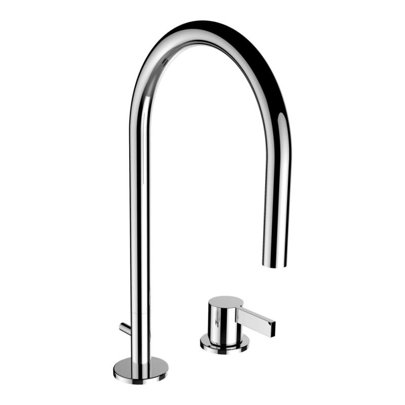 Смеситель для раковины Laufen Kartell на 2 отверстия с донным клапаном хром H3113320042211