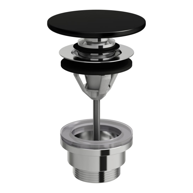 Донный клапан для раковины Laufen push-open с керамической накладкой черный матовый H8981927160001