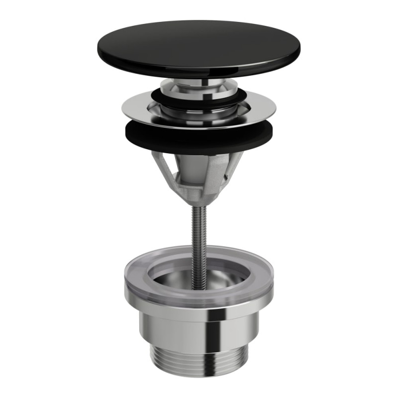 Донный клапан для раковины Laufen push-open с керамической накладкой черный глянцевый H8981920200001