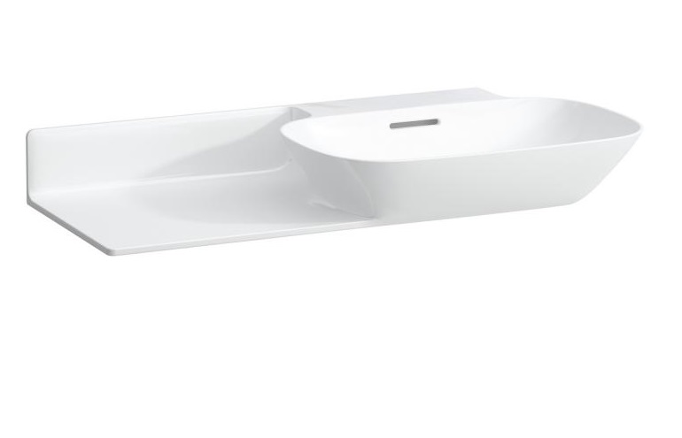 Раковина для ванной Laufen Ino 90х45 см без отверстий полка слева керамика белый с покрытием LCC H8133014001091