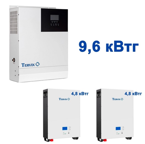 Система автономного живлення Tervix BANKA 9,6 кВтг - інвертор 5кВ + акумулятор 48В 100 Аг 2 шт 693220