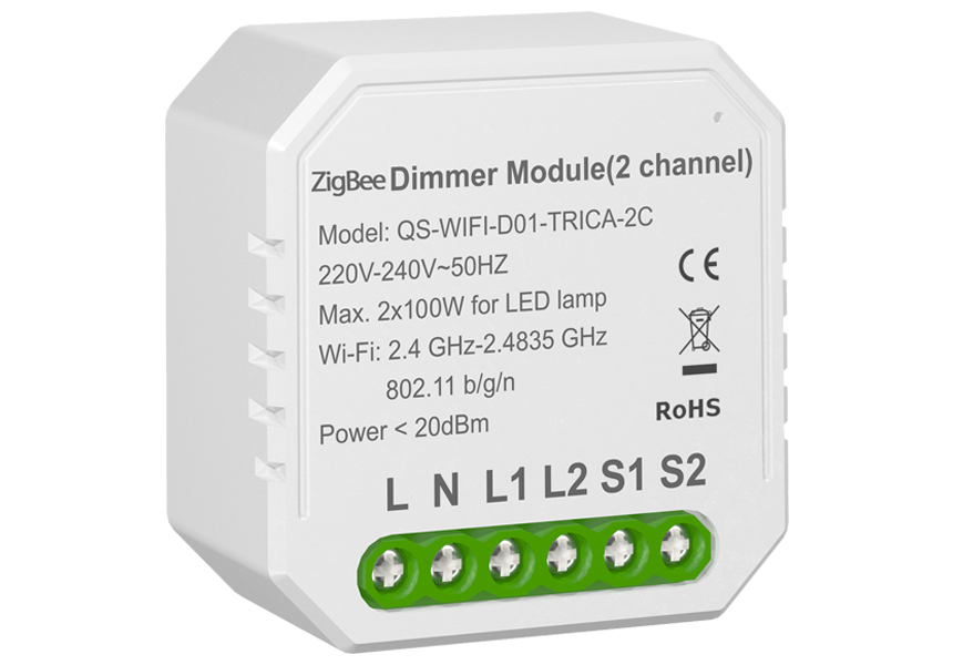 Розумний вимикач-регулятор Tervix Pro Line ZigBee Dimmer 2 клавіші 436121