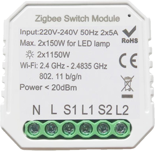 Умный выключатель Tervix Pro Line ZigBee Switch 2 клавиши 433121