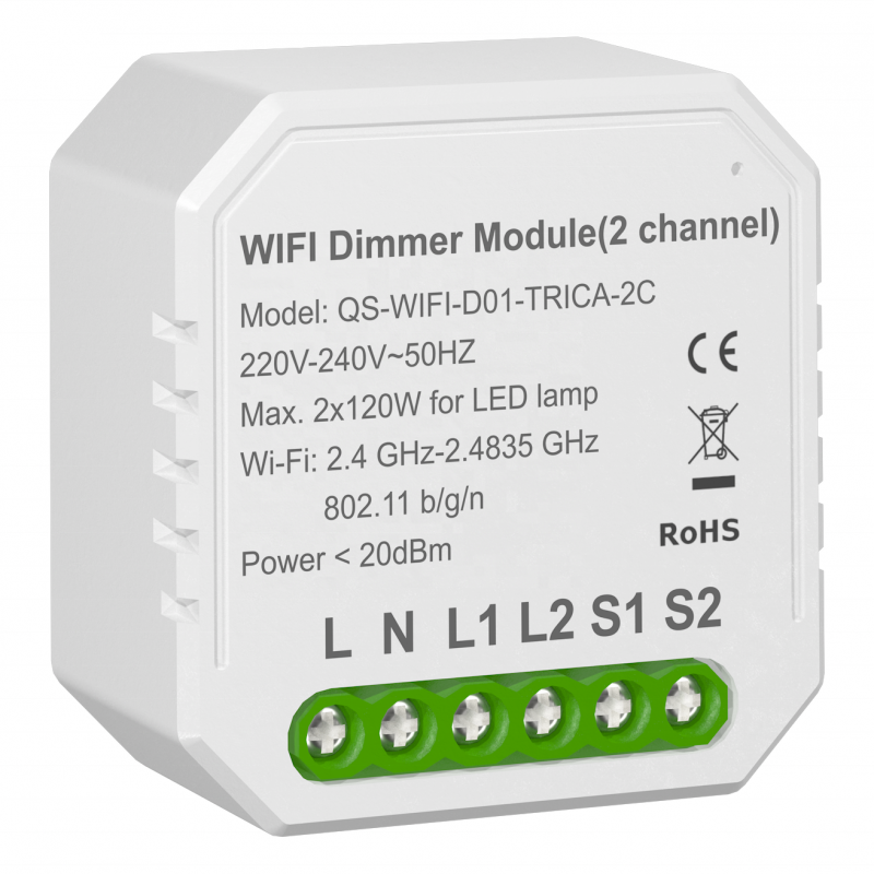 Розумний вимикач-регулятор Tervix Pro Line WiFi Dimmer 2 клавіші 436421